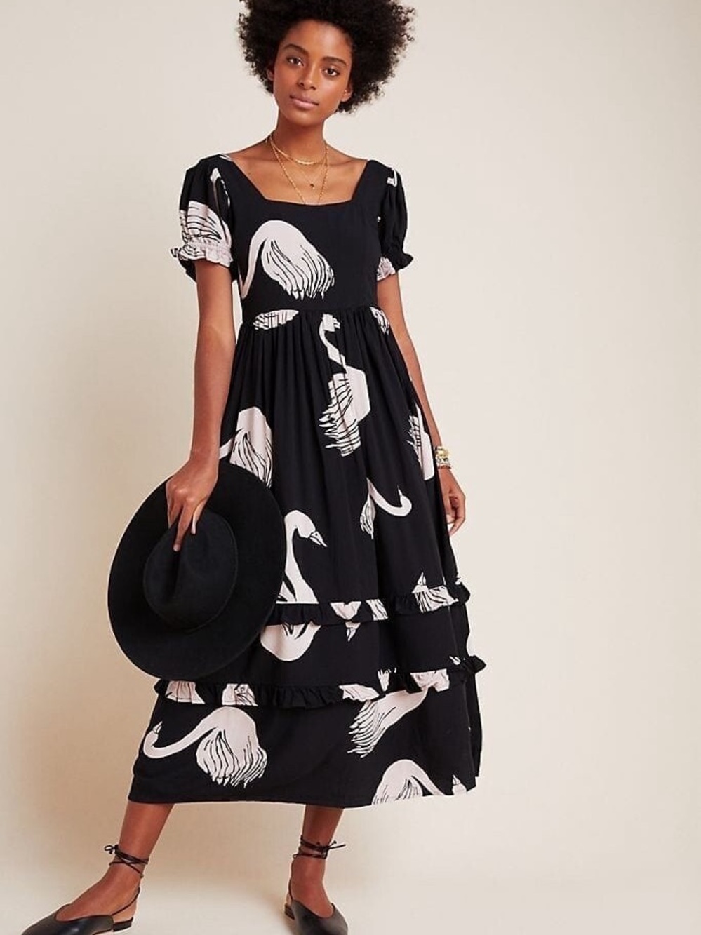 The Odell’s L Black Swan Dress Midi Maxi Anthropologie